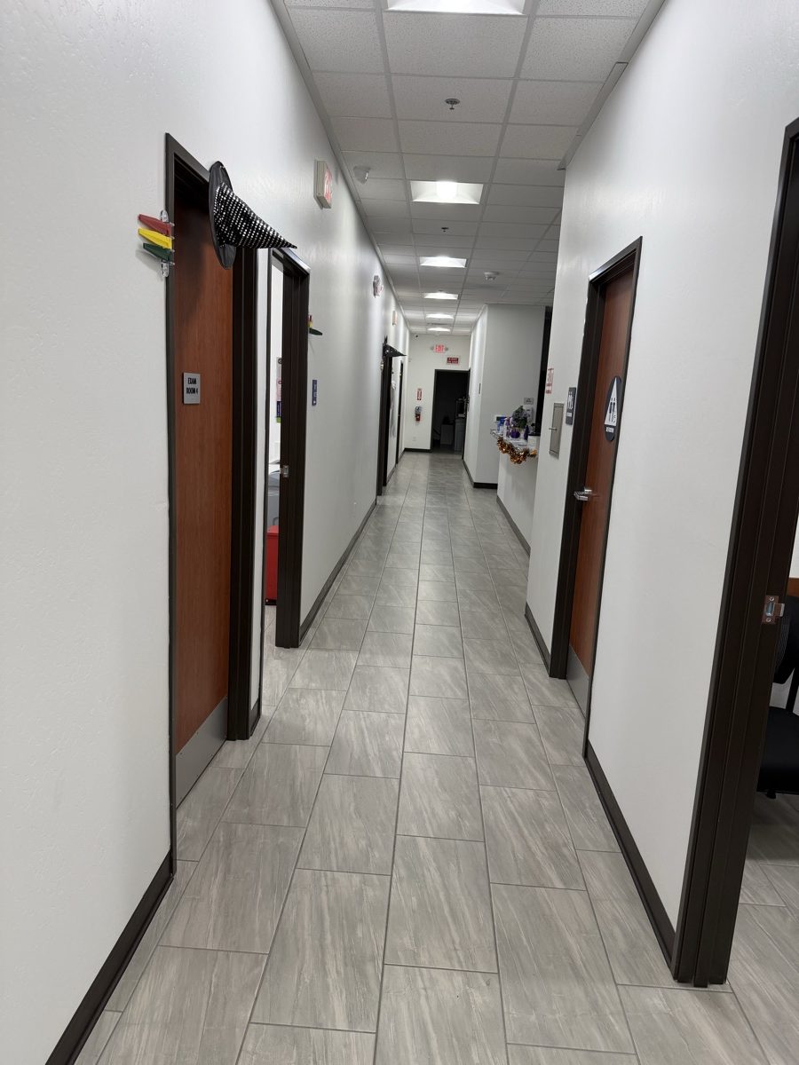 Hallway leading to exam rooms at the Panama Lane clinic